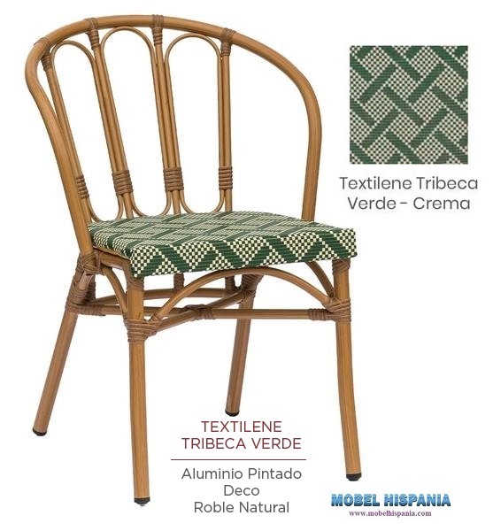 4110 silla roble natural Textilene Tribeca Verde