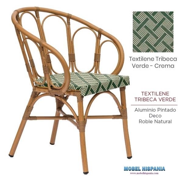 4120 sillon roble natural Textilene Tribeca Verde