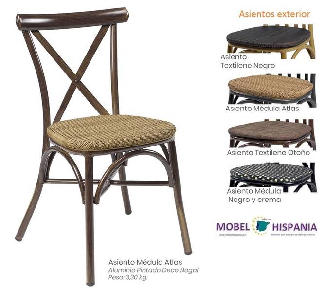 163 Silla Deco Nogal Asiento Medula Atlas