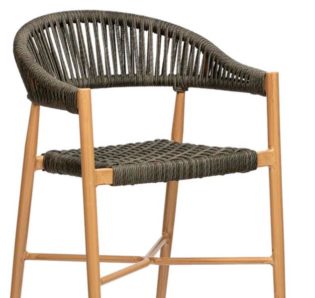 3300 Banqueta CON BRAZOS roble natural cuerda gris