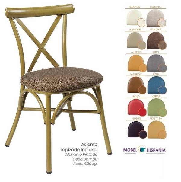 163 Silla Deco Bambu Asiento Tapizado panama