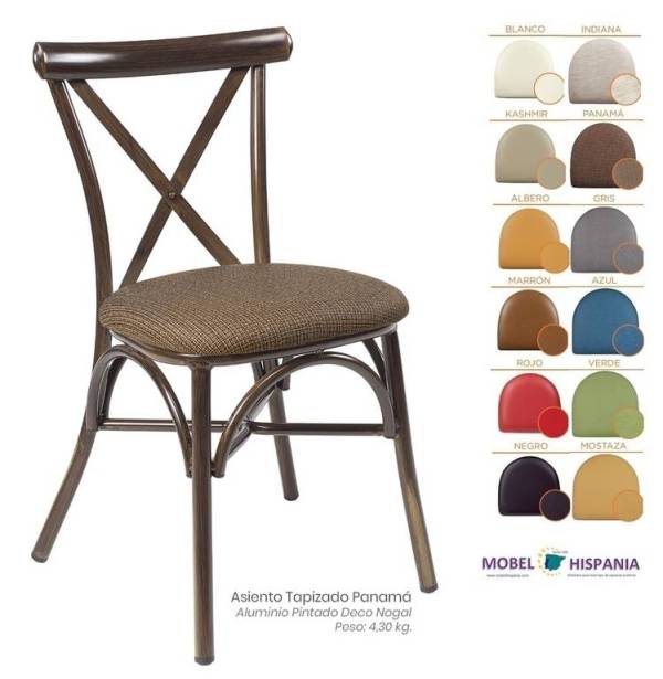 163 Silla Deco Nogal Asiento Tapizado Panama
