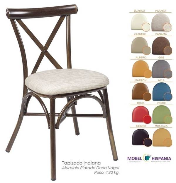 163 Silla Deco Nogal Asiento Tapizado Indiana