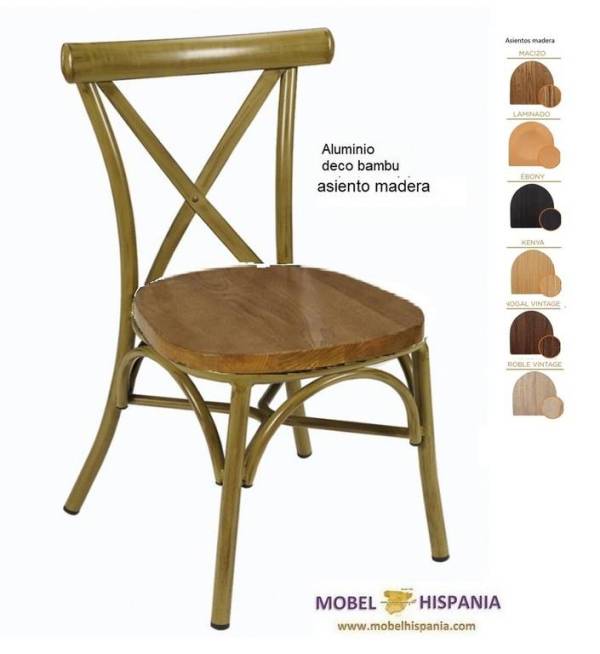 163 silla aluminio deco bambu madera
