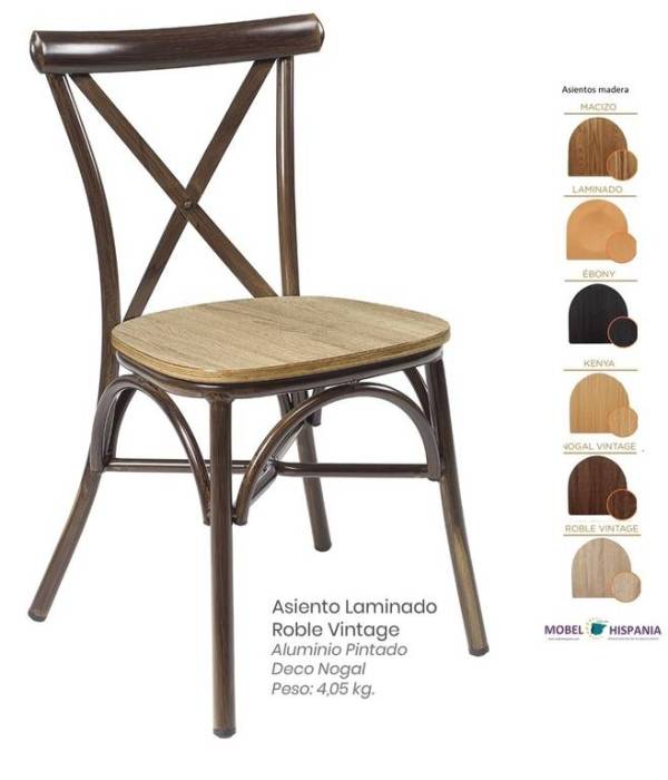 163 Silla Deco Nogal Asiento Laminado Roble Vintage