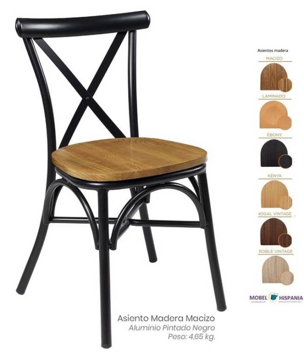 163 Silla Negro Asiento Macizo