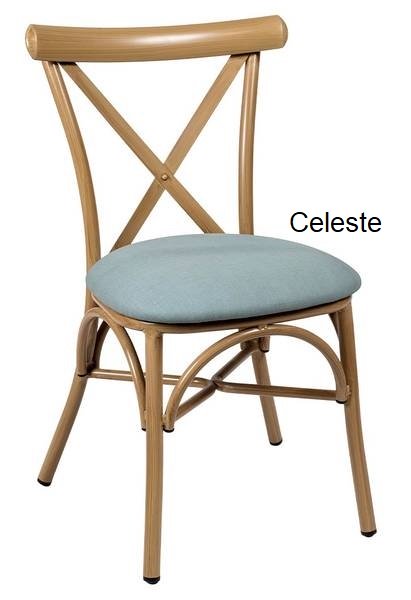 163 silla roble natural tapizado Celeste