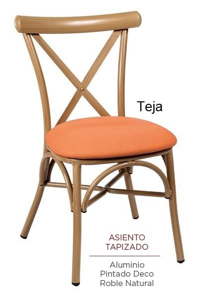 163 silla roble natural tapizado teja