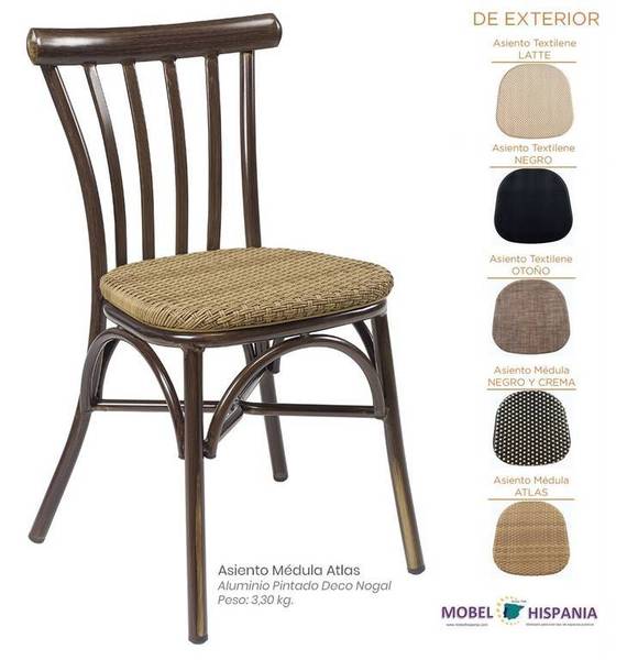 164 Silla Deco Nogal Asiento Medula Atlas