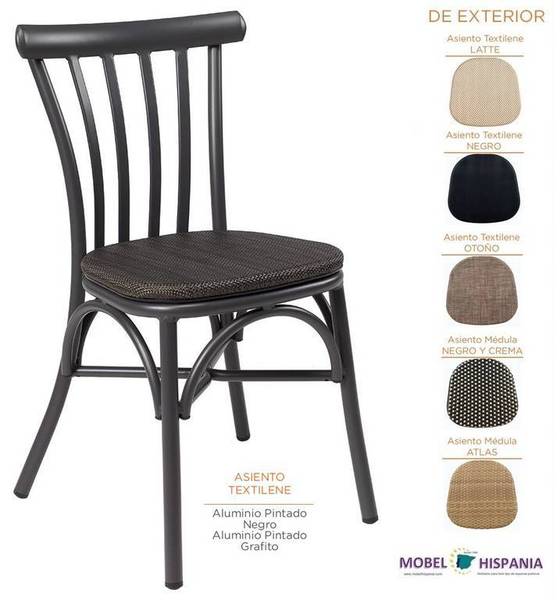 164 silla aluminio grafito asiento textilene negro
