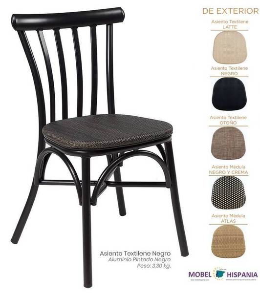 164 silla aluminio negro asiento textilene negro