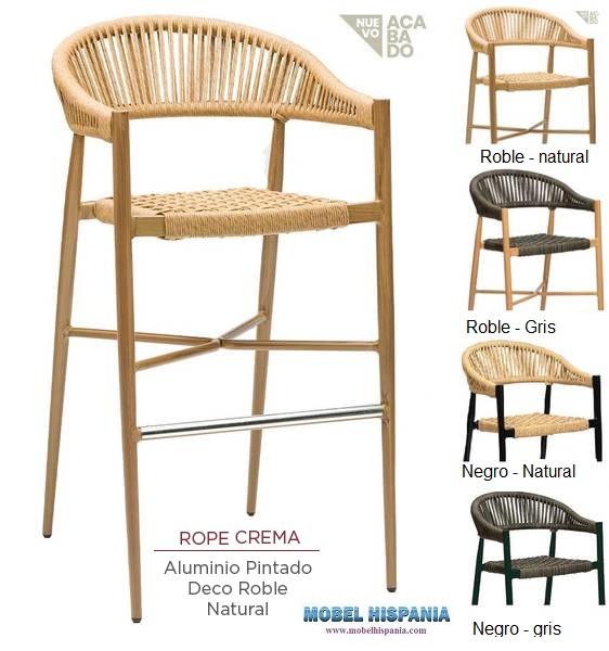 3300 Banqueta CON BRAZOS roble natural cuerda crema 2