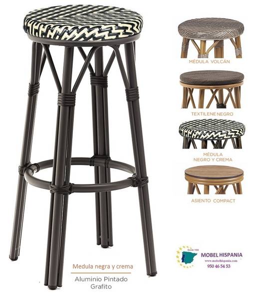 8231-Banqueta-aluminio-Grafito-medula-negra-crema 8231 Banqueta aluminio Grafito medula negra crema
