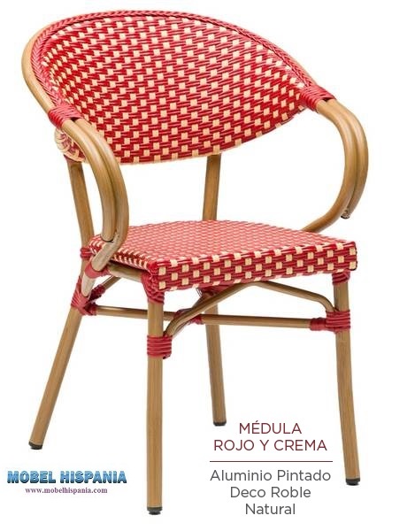 4090 sillon roble rojo crema