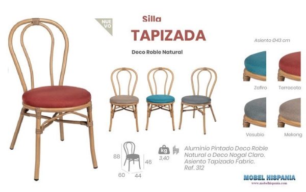 312 silla roble naturall tapizado