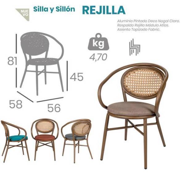 4083 sillon nogal claro respaldo rejilla tapizado