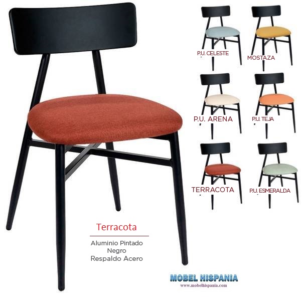 181 silla negro tapizado terracota 1