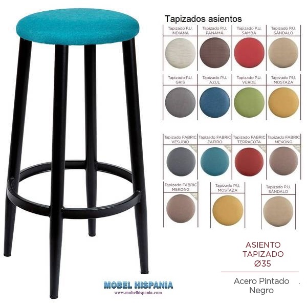 4541 banqueta negra asiento tapizado
