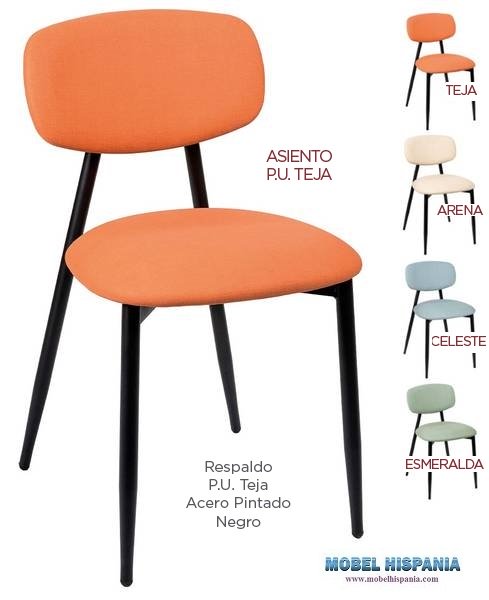 141 silla negro respaldo y asiento tapizado teja1