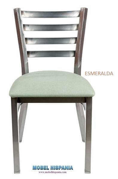157 silla acero latonado tapizada esmeralda