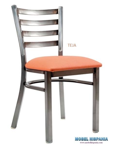 157 silla acero latonado tapizada teja