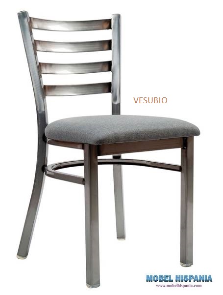 157 silla acero latonado tapizada vison