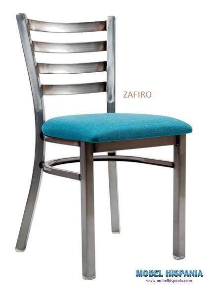 157 silla acero latonado tapizada zafiro