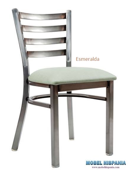 157 silla acero latonado tapizada