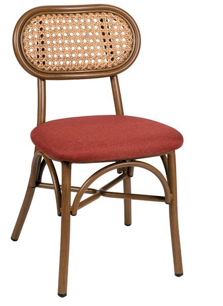 162 new silla Nogal Claro Tapizado Terracota