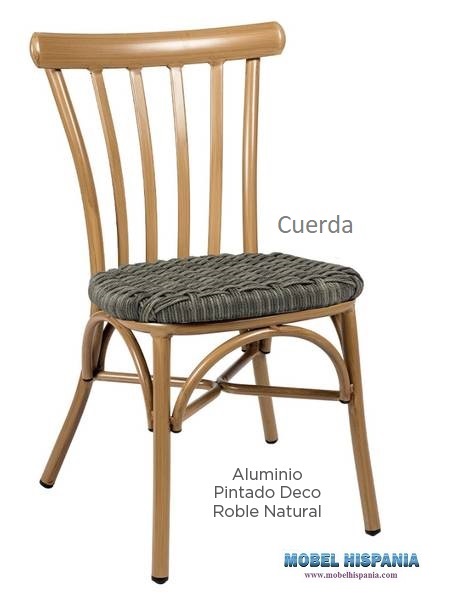 164 silla alu roble natural cuerda gris