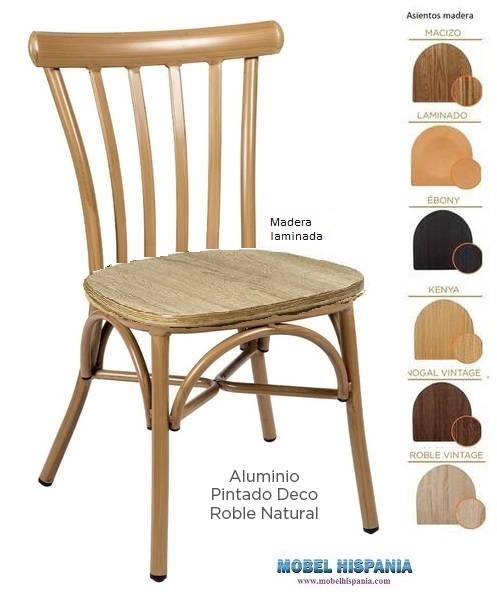 164 silla alu roble natural made lamina