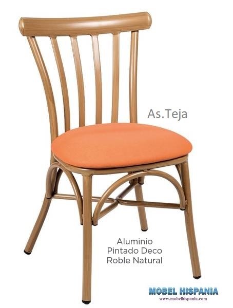 164 silla alu roble natural tapiza teja