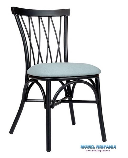 168 Silla alu negra tapizada celeste