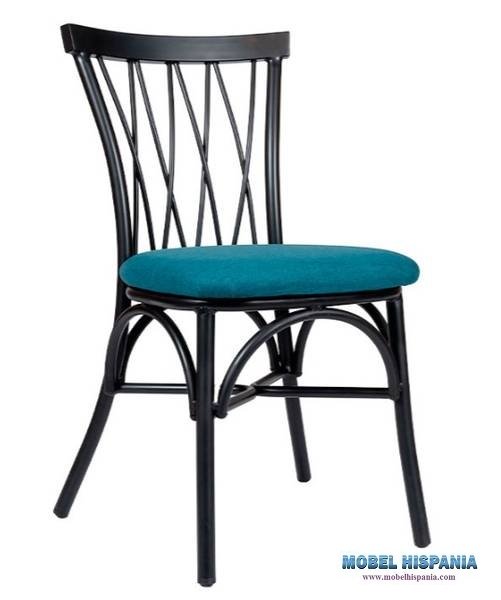 168 Silla alu negra tapizada zafiro