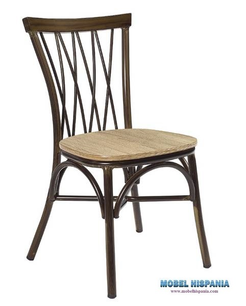 168 Silla alu nogal laminado