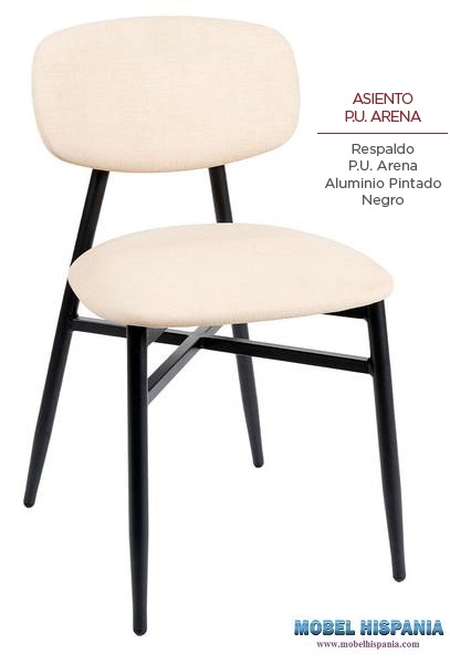 181 silla negro asiento y respaldo tapizado arena
