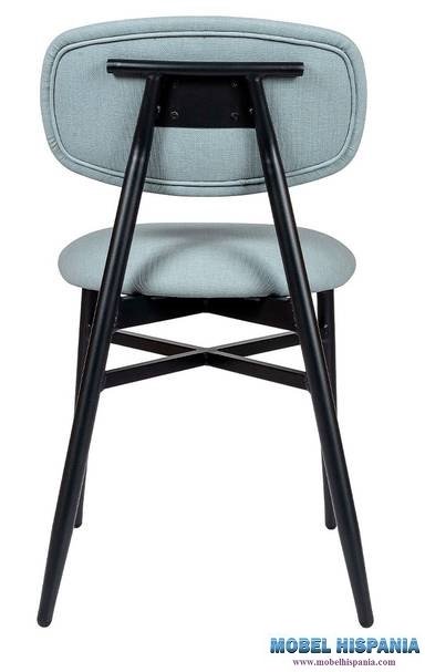 181 silla negro asiento y respaldo tapizado celeste espalda