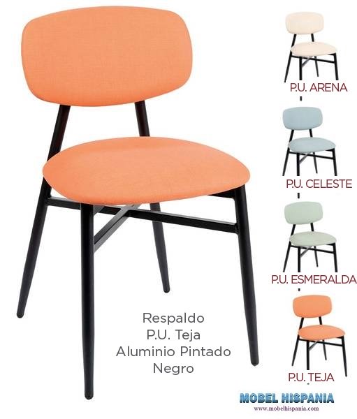 181 silla negro asiento y respaldo tapizado teja 1