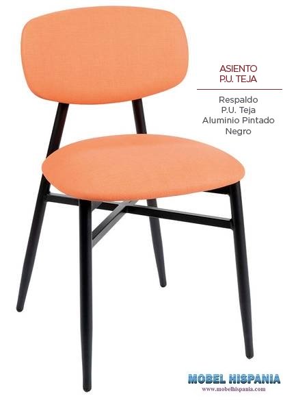 181 silla negro asiento y respaldo tapizado teja