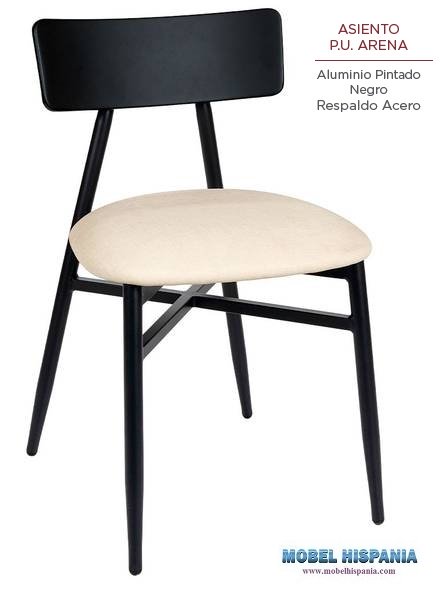 181 silla negro tapizado arena