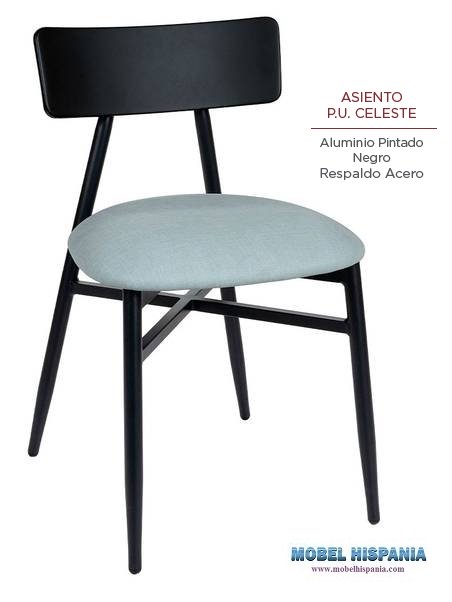 181 silla negro tapizado celeste