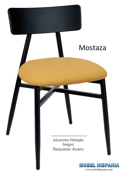 181 silla negro tapizado mostaza