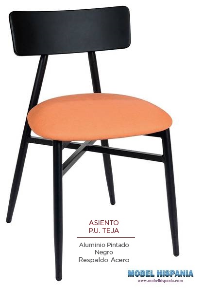 181 silla negro tapizado teja