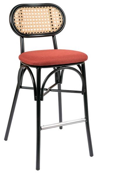 348 Banqueta Negro Tapizado terracota