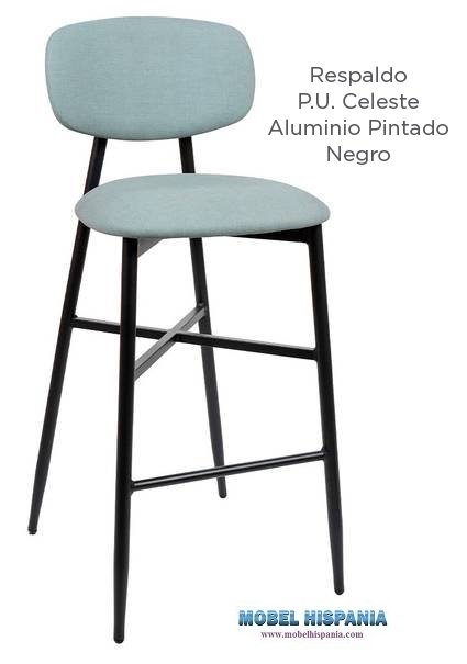 381 banqueta negro asiento y respaldo tapizado celeste