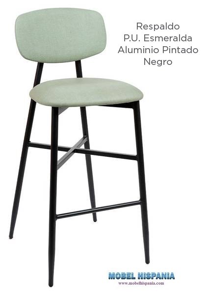 381 banqueta negro asiento y respaldo tapizado esmeralda