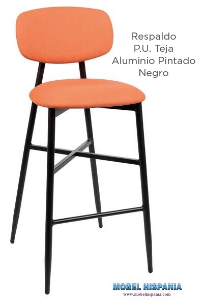 381 banqueta negro asiento y respaldo tapizado teja