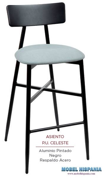 381 banqueta negro tapizado celeste