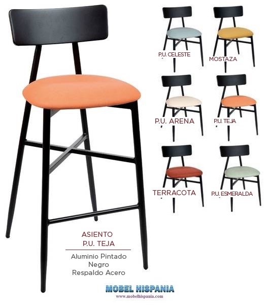 381 banqueta negro tapizado teja 1