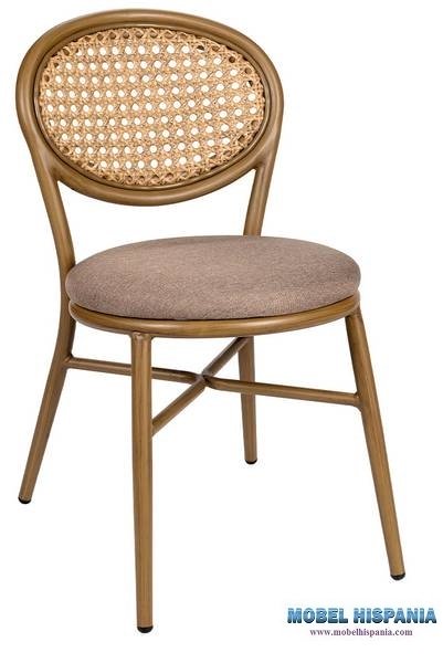 4073 silla nogal claro respaldo rejilla tapizado mekong